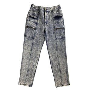 Vintage Braxton Jeans Mens 32x32 Blue Acid Wash Tapered Zip Utility Pockets 80s